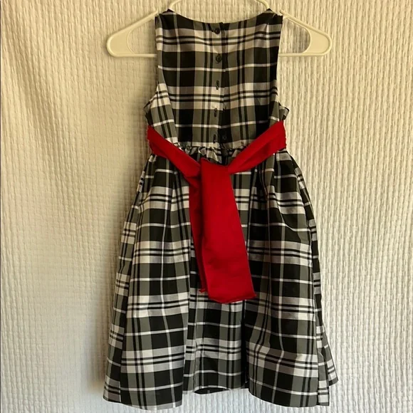Cherokee Black and White Plaid Dress with Red Sash - Picture 4 of 12